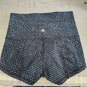lululemon athletica Black and Blue Patterned Women Shorts